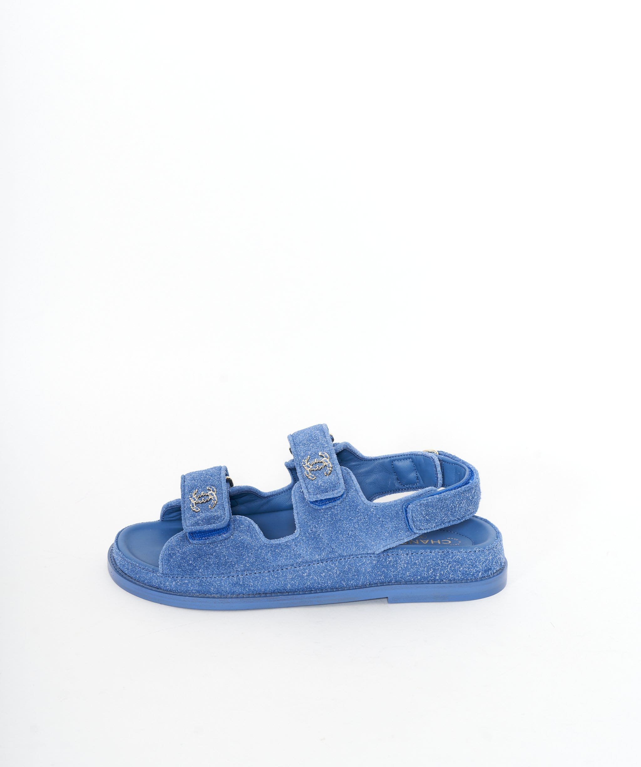 Chanel 2022 Interlocking CC Logo Slides - Blue Sandals, Shoes - CHA782649