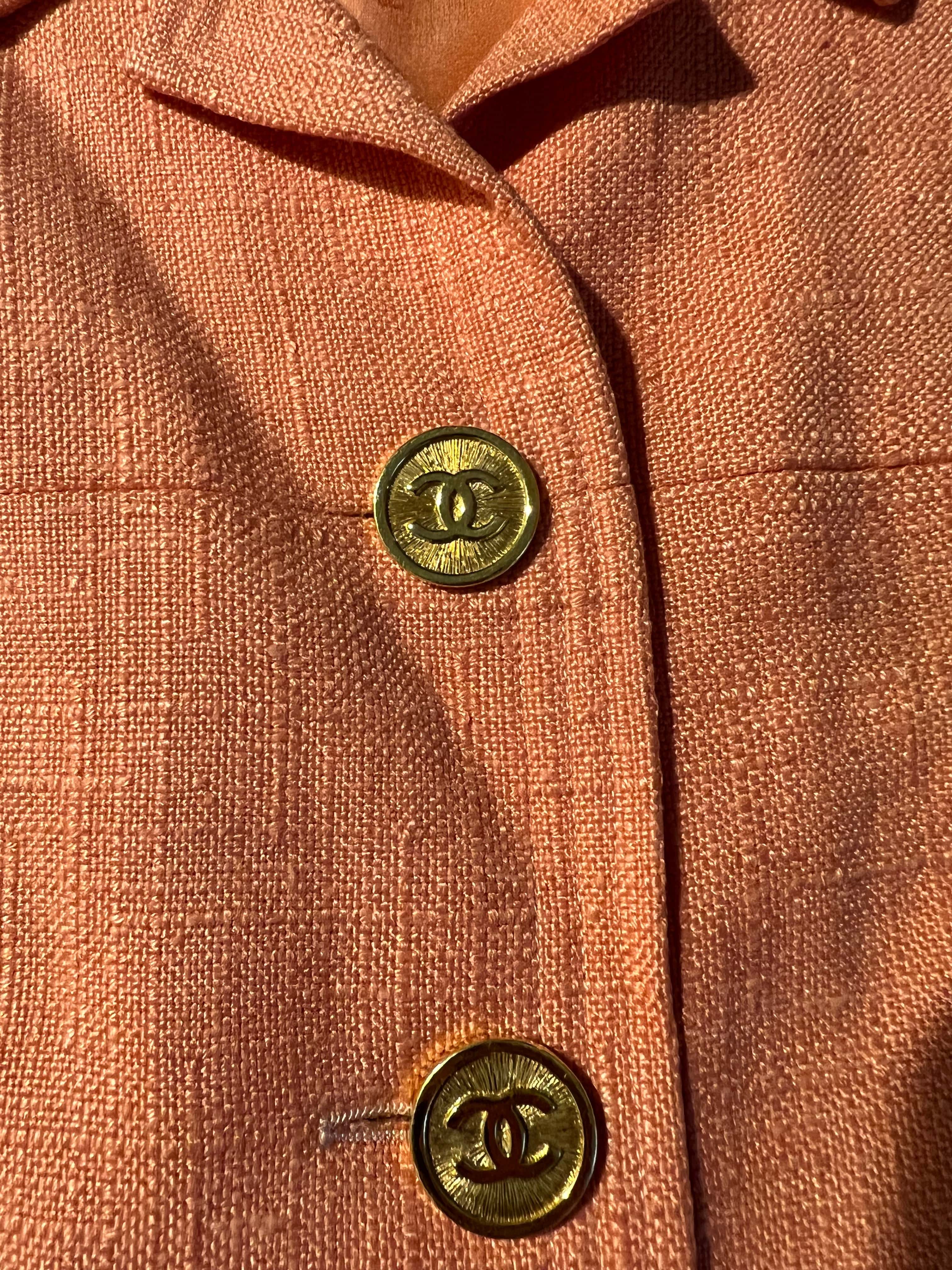 Chanel Chanel Gold CC Button Jacket Orange ASL4468