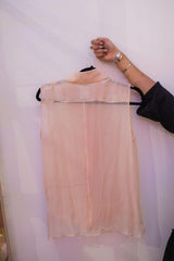 Chanel Chanel peach frill top with CC button 42 - ASC1131