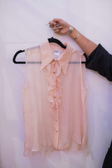 Chanel Chanel peach frill top with CC button 42 - ASC1131
