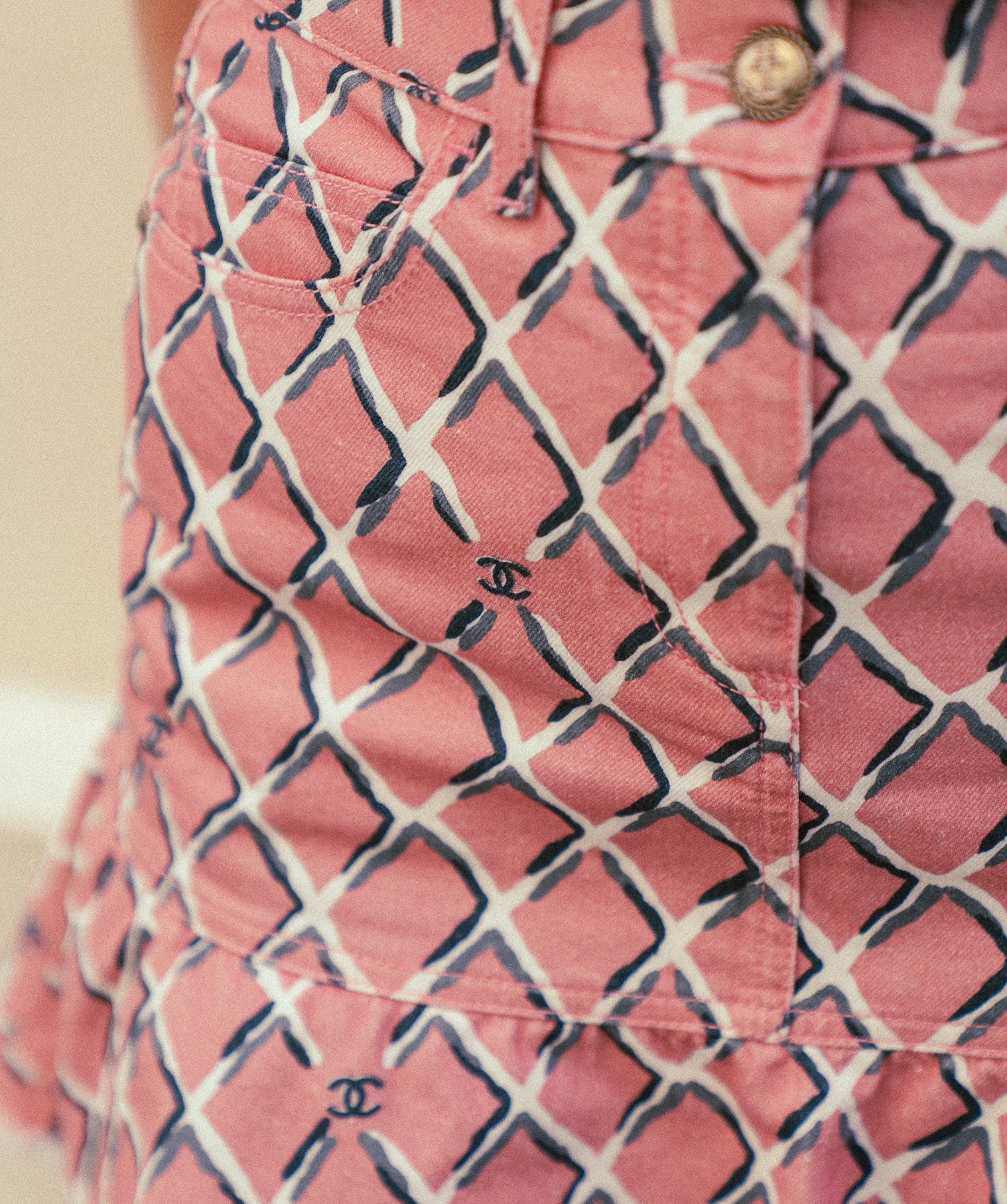 Chanel Chanel Pink Denim Skirt AGC1231