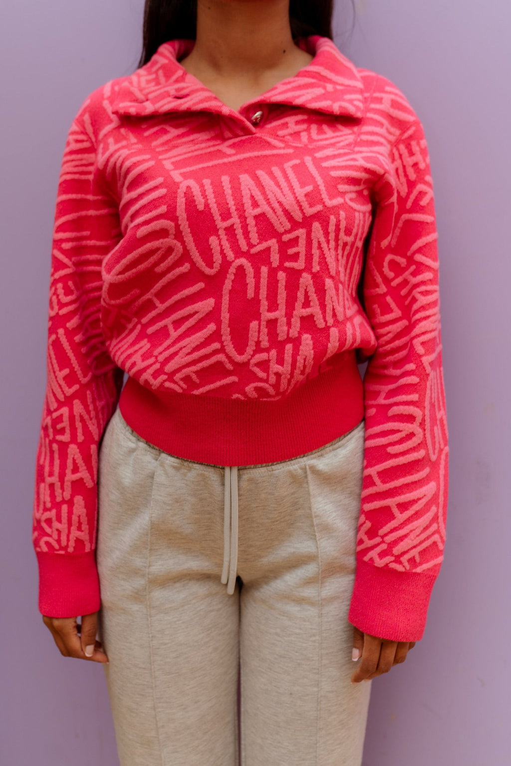 Pink on sale chanel sweatshirt