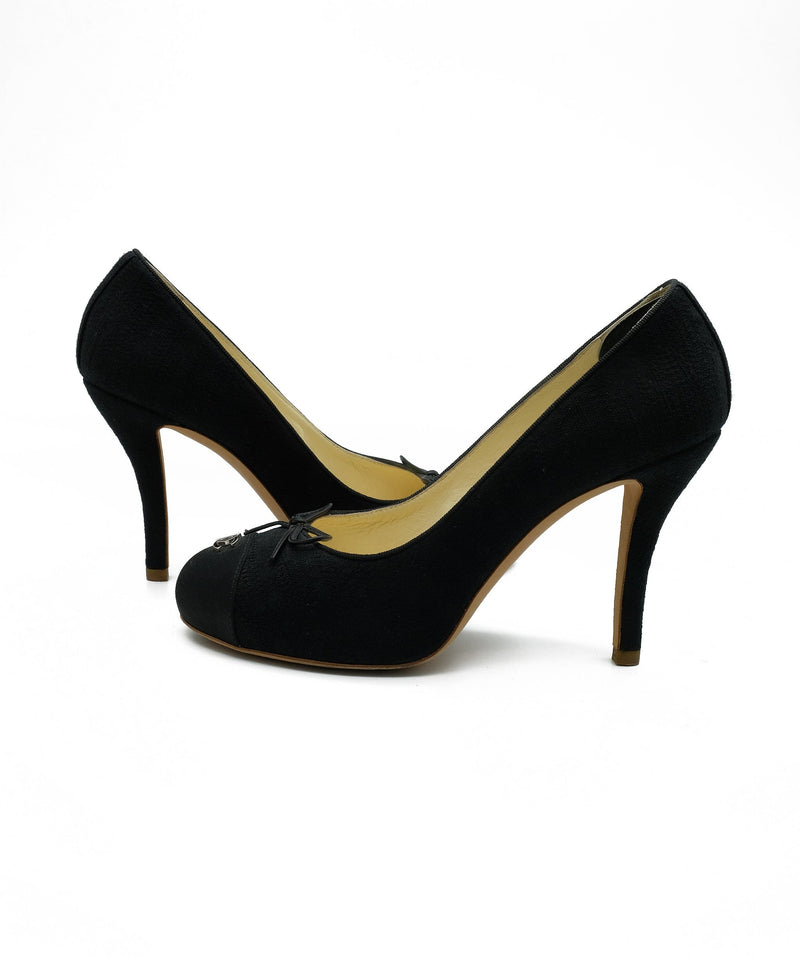 Black store fabric pumps