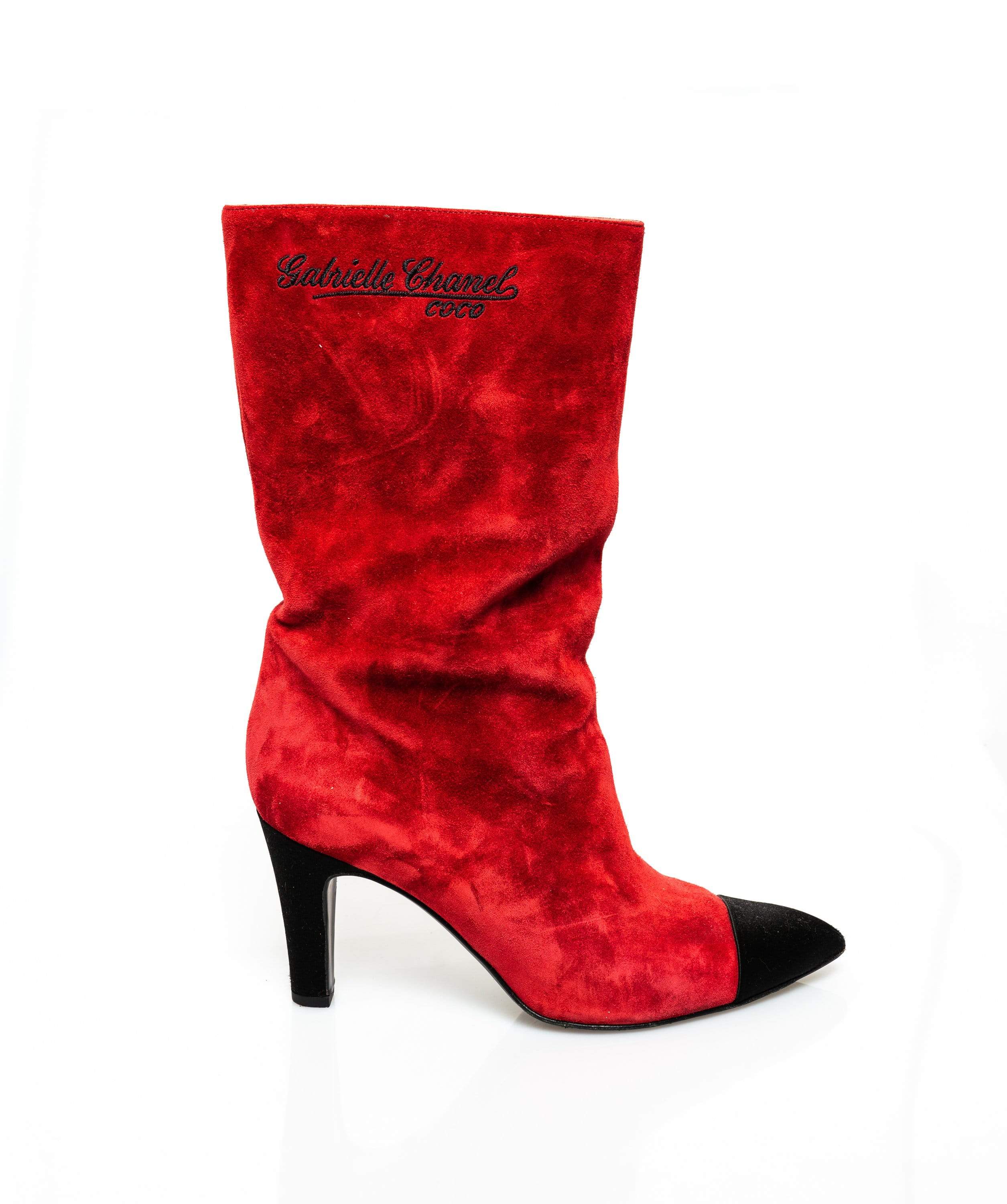 Chanel Red Gabrielle Suede boots size 39 ASC1129 LuxuryPromise