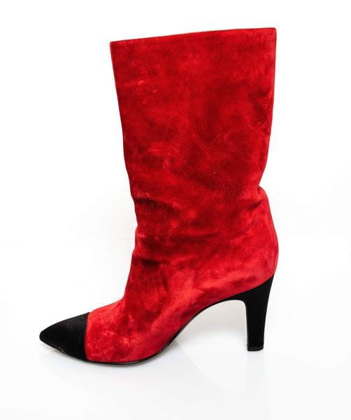 Chanel Red Gabrielle Suede boots size 39 - Luxury Promise