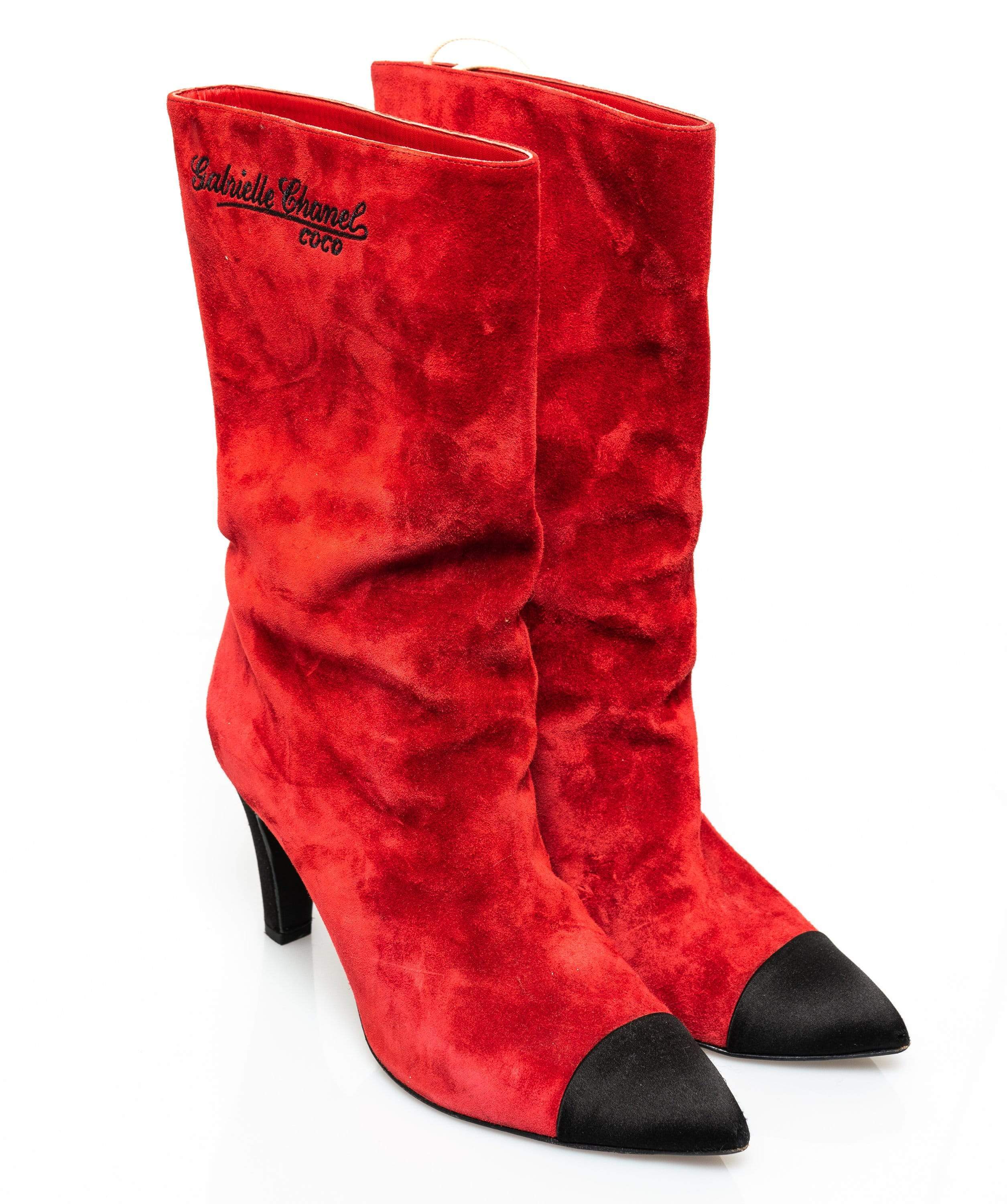 Chanel red boots best sale