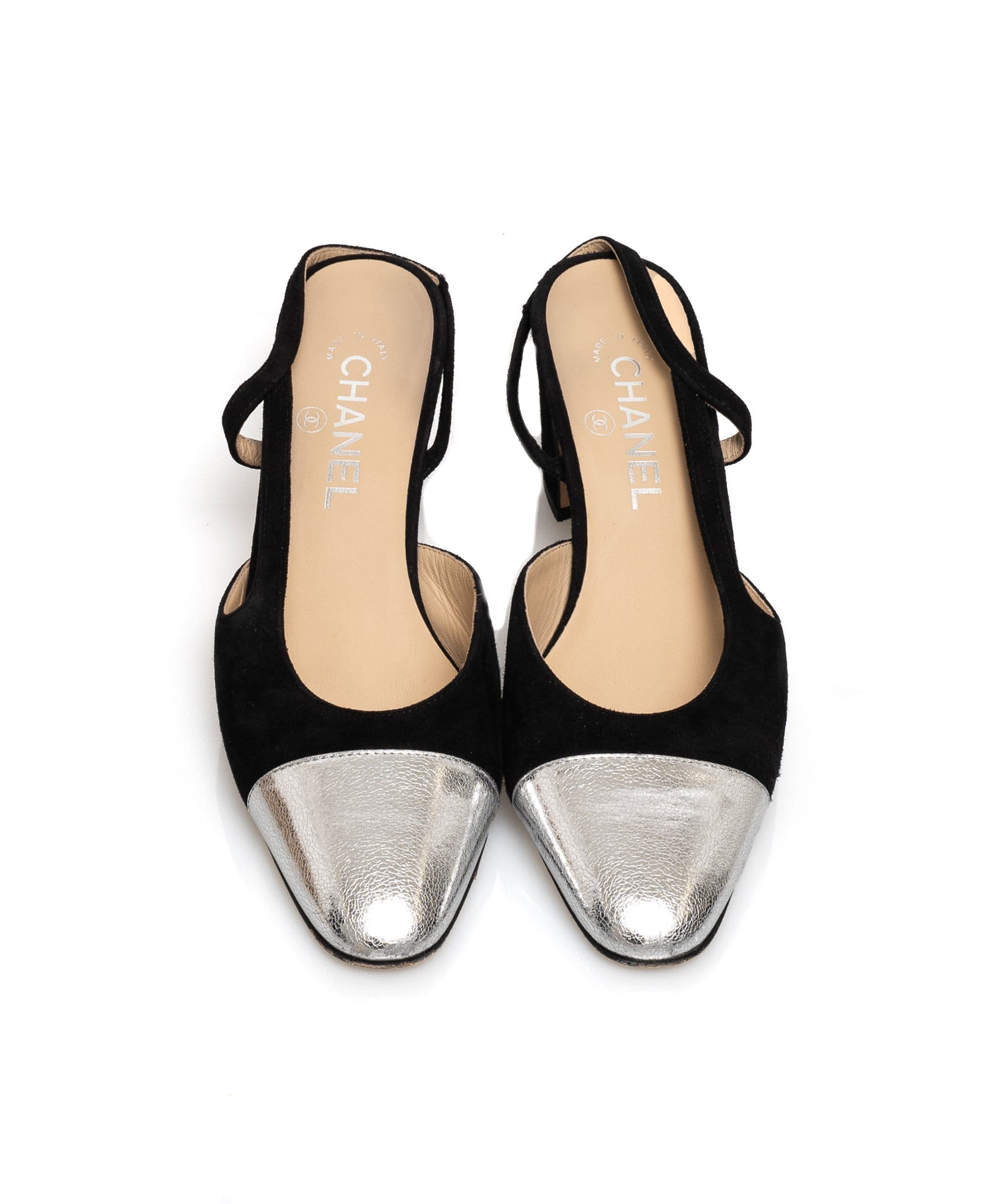 NEW CHANEL SLINGBACK SHOES 40.5 TWO-TONE SANDALS SANDALS SHOES Patent  leather ref.870457 - Joli Closet