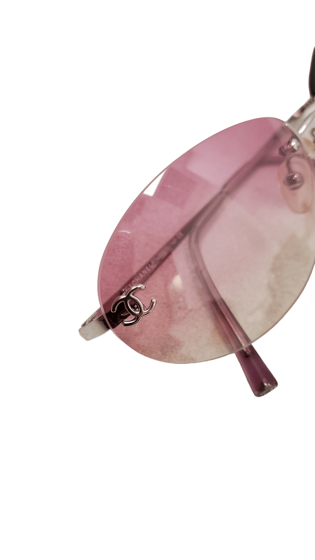 Chanel pink best sale rimless sunglasses