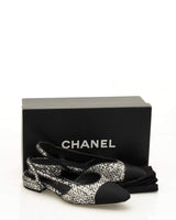 Chanel Chanel Tweed & Sequin Grosgrain Sling Back Shoes size 37.5 - AWC1063
