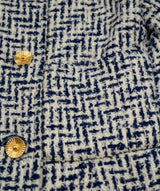 Chanel Chanel vintage navy and off white double-breasted jacket, golds sunburst buttons AEL1082