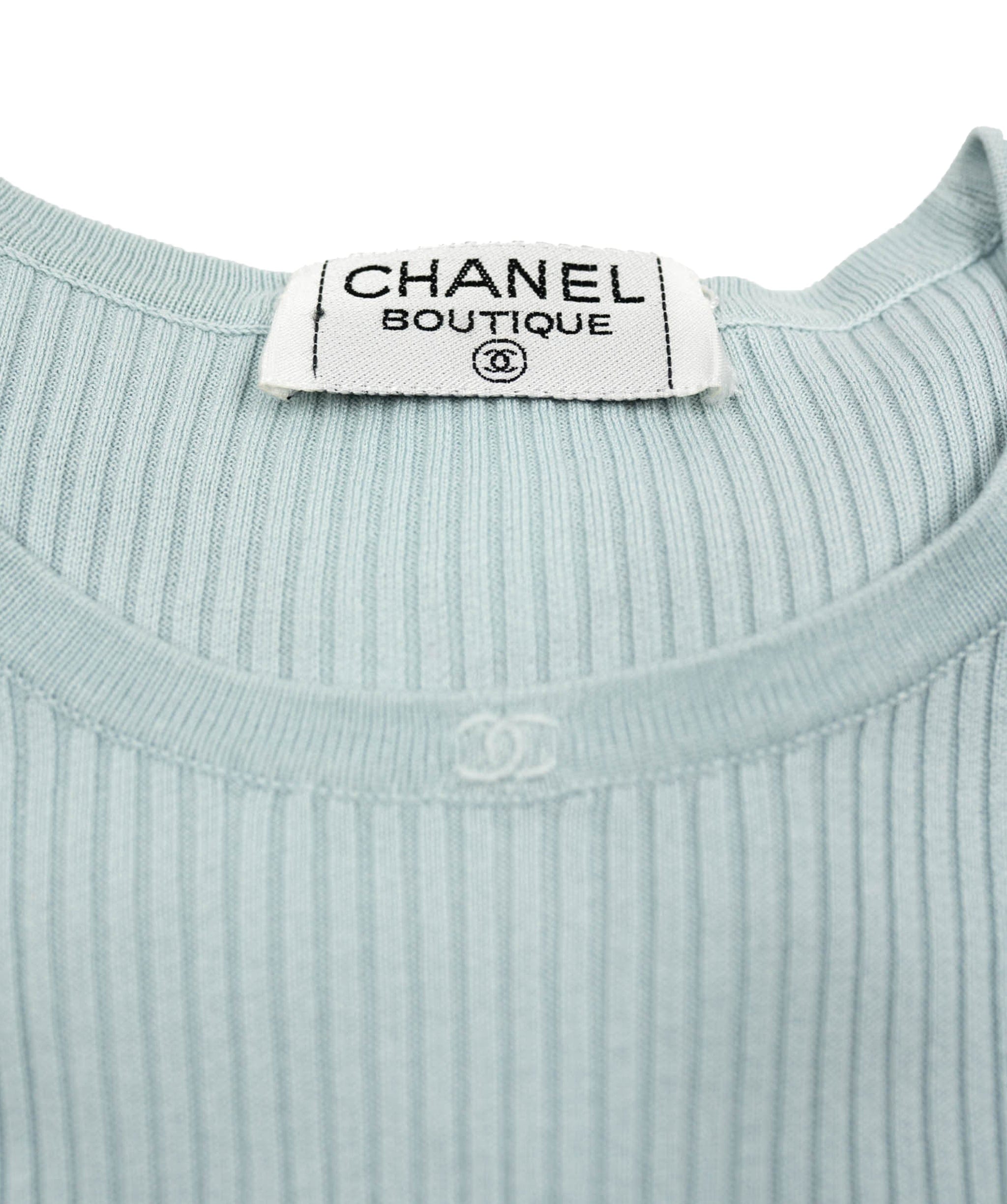 Chanel Chanel Vintage Small CC Rib Top Blue ASL4707