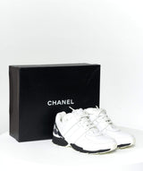 Chanel Chanel White Leather & Tweed Trainers Size 37.5