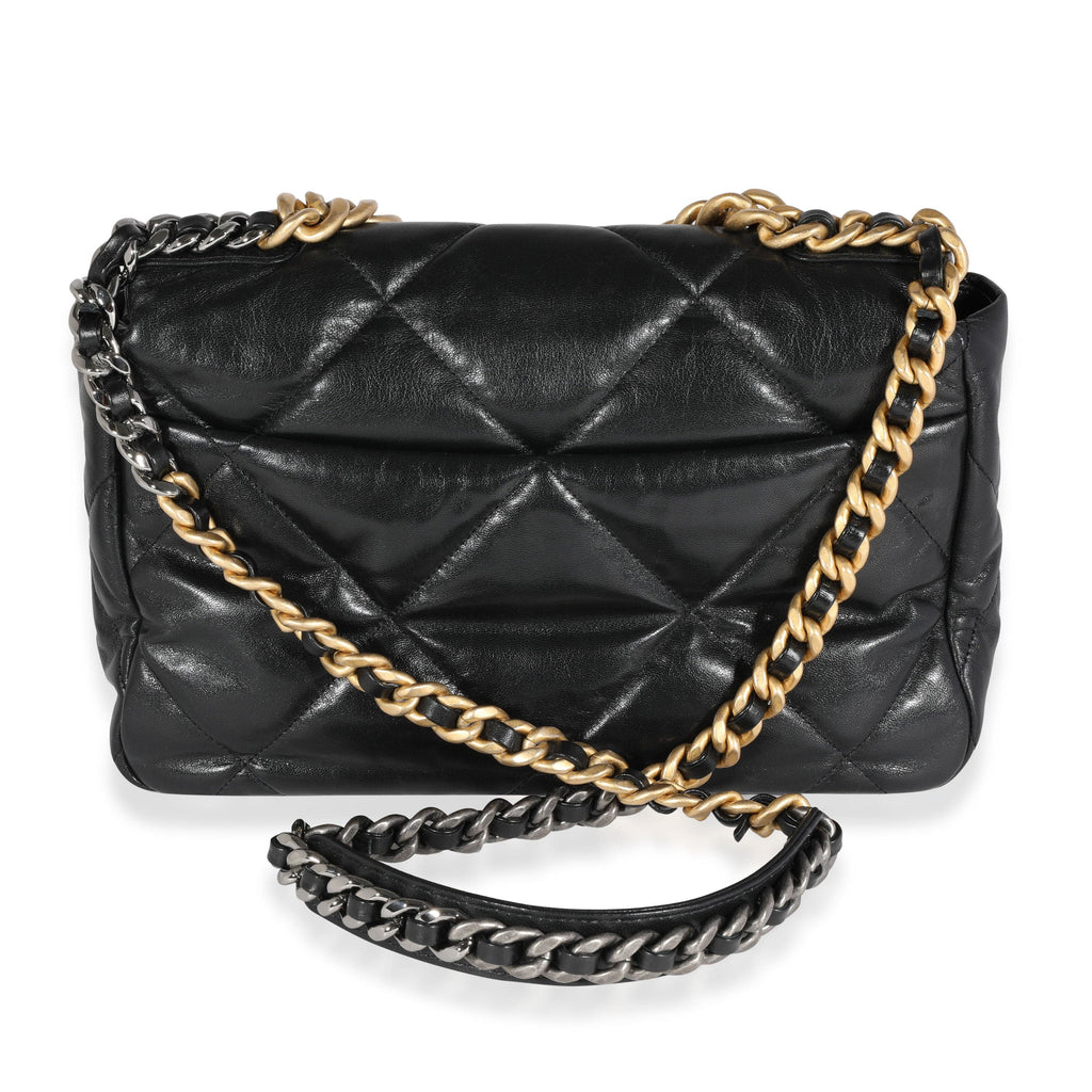 Chanel Black Quilted Patent Leather Large Chanel 19 Bag For Sale at 1stDibs