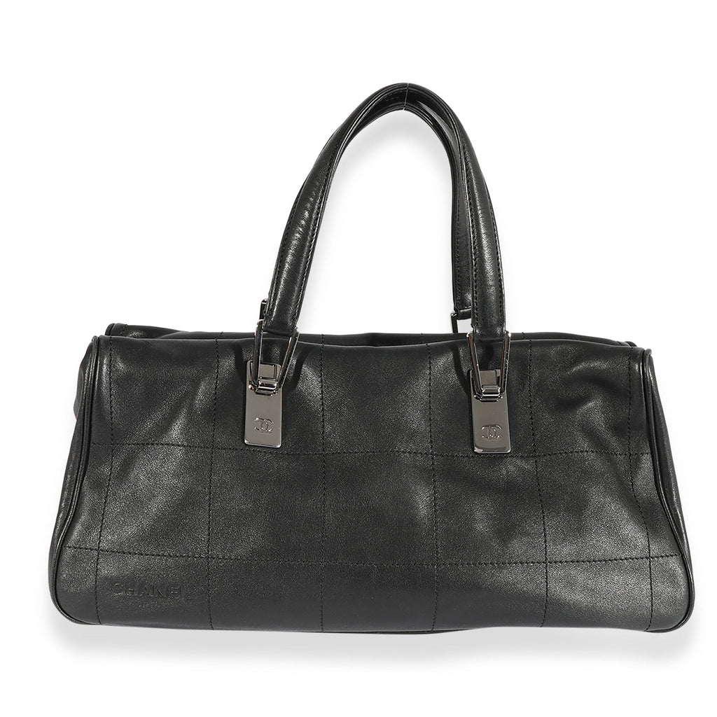 Chanel Black Square Stitch Leather Bowling Bag – LuxuryPromise
