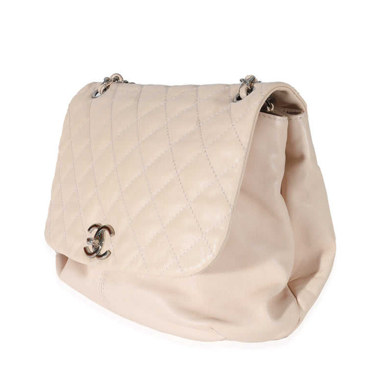 Chanel Two Toned Quilted Lambskin Leather Hobo Bag Beige with Silver  Hardware - Luxury In Reach