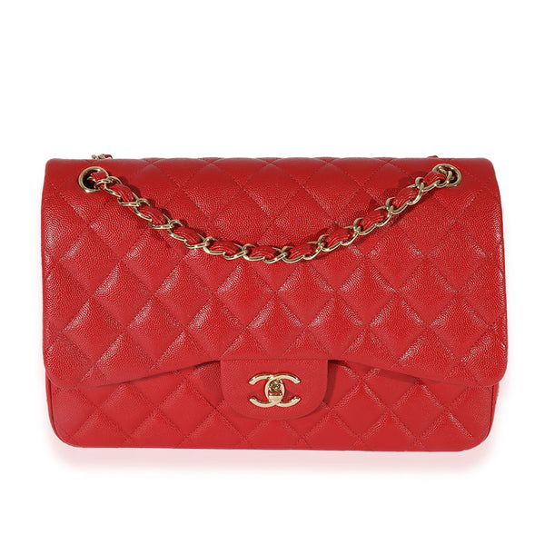 Chanel Medium ML Classic Quilted Flap Red Caviar Gold Hardware 21B  Coco  Approved Studio