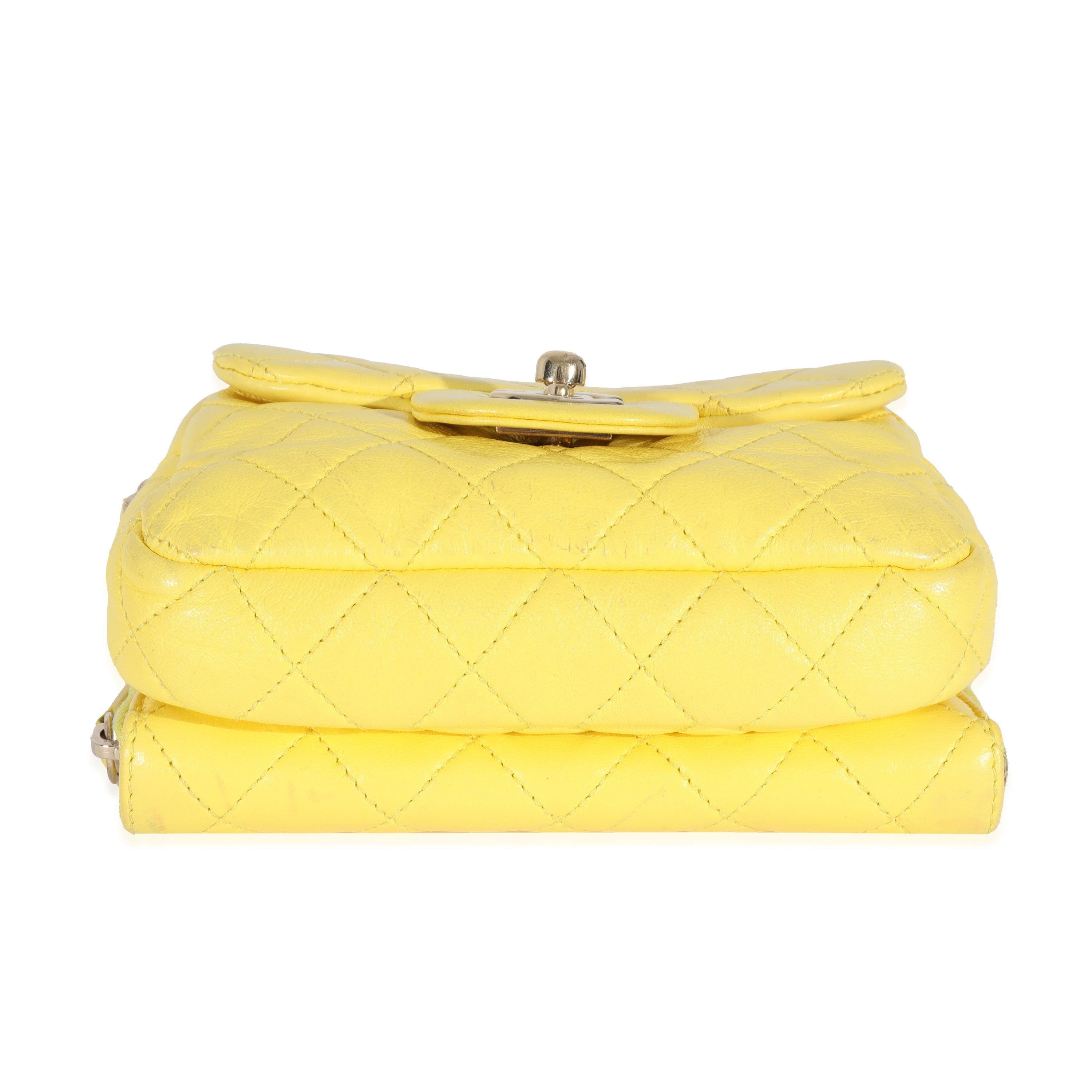 Chanel Chanel Yellow Lambskin Mini Flap Wallet On Chain