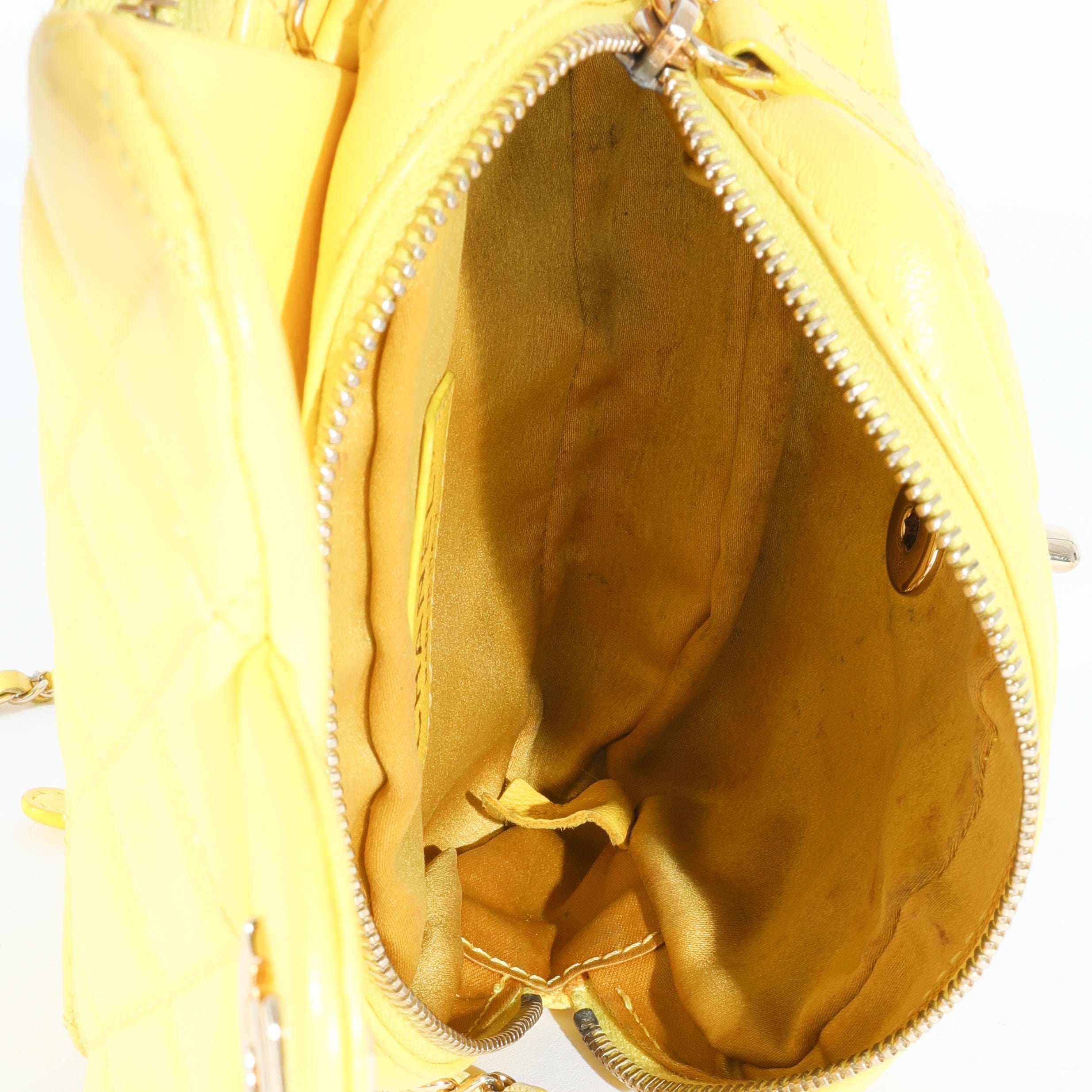 Chanel Chanel Yellow Lambskin Mini Flap Wallet On Chain