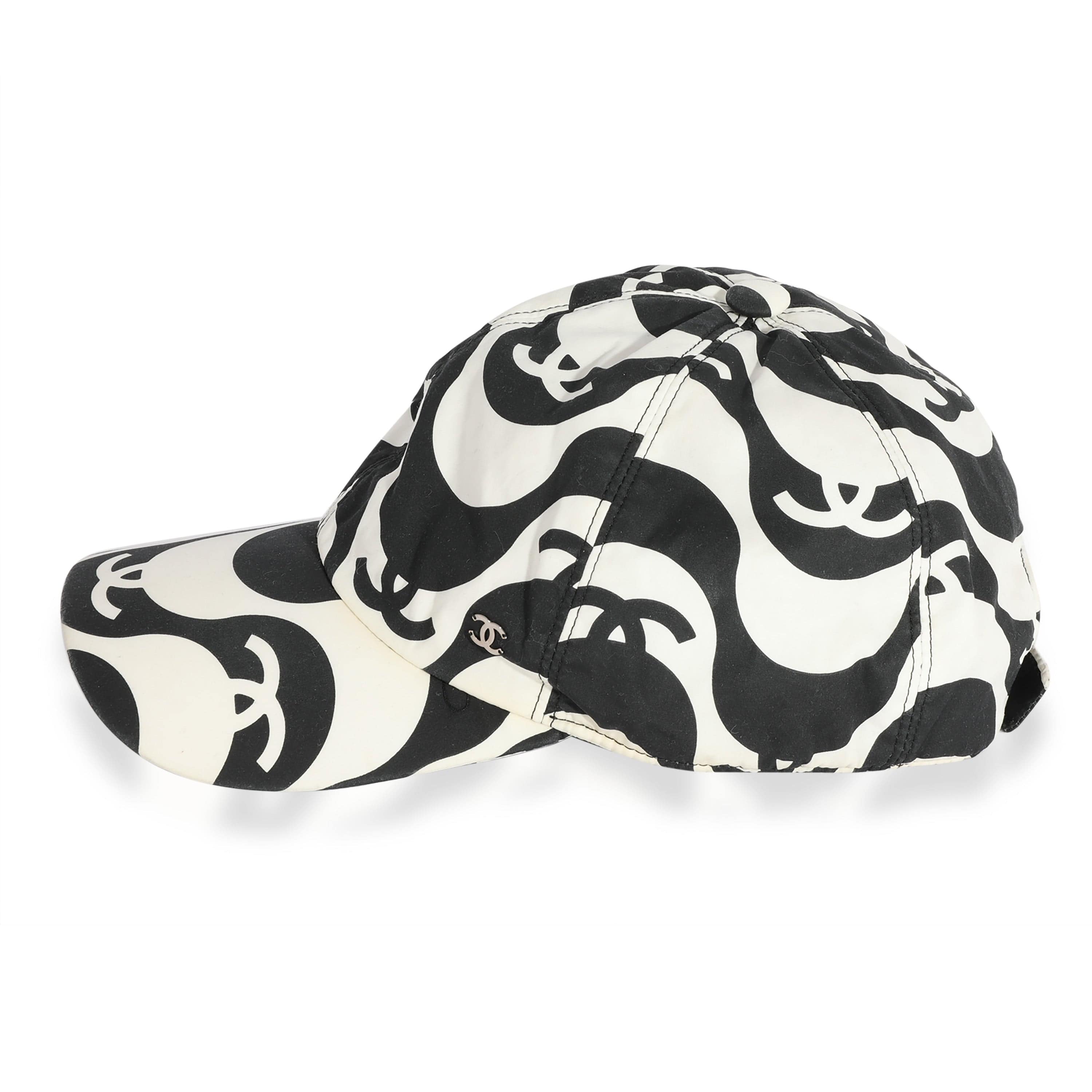 Chanel Chanel Black & White Nylon Graffiti Waves Baseball Cap