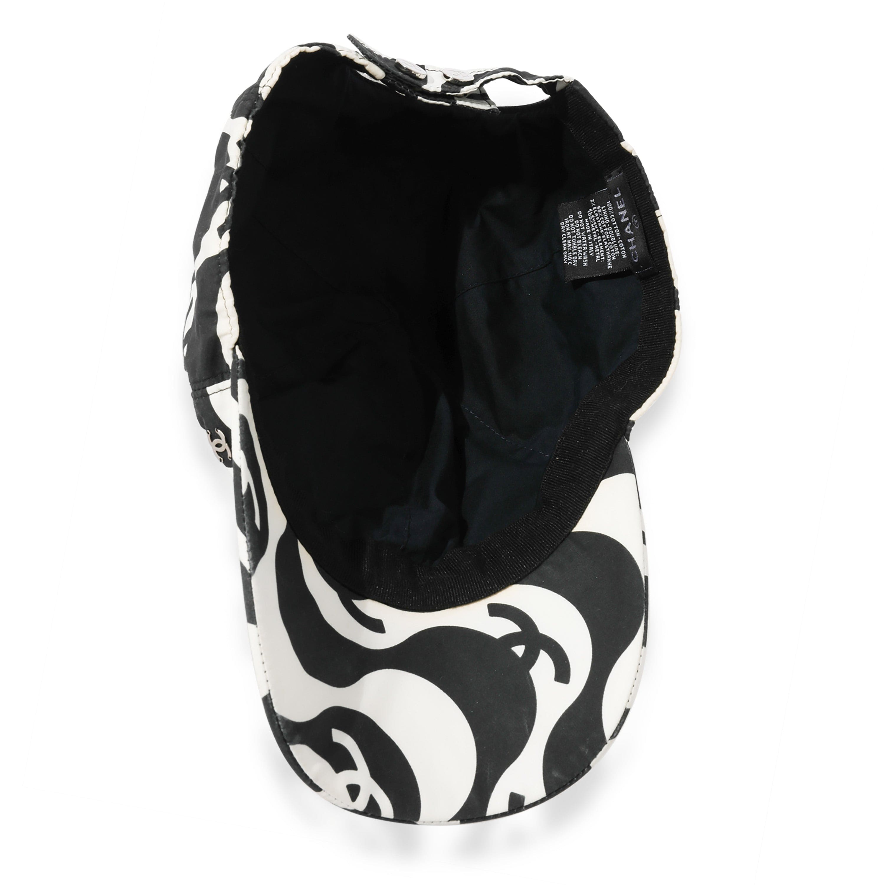 Chanel Chanel Black & White Nylon Graffiti Waves Baseball Cap