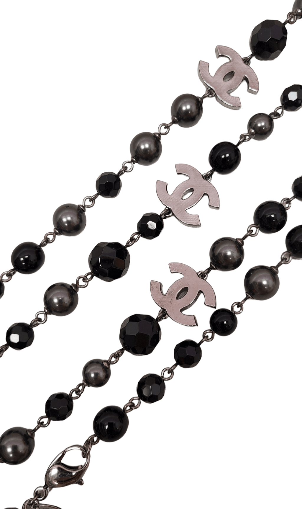 Chanel Necklace 4 CC Black Beads SKL1378