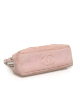 Chanel Chanel Vintage Baby Pink Suede Kiss Lock Clasp Shoulder Bag OL1102