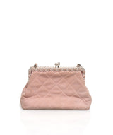 Chanel Chanel Vintage Baby Pink Suede Kiss Lock Clasp Shoulder Bag OL1102