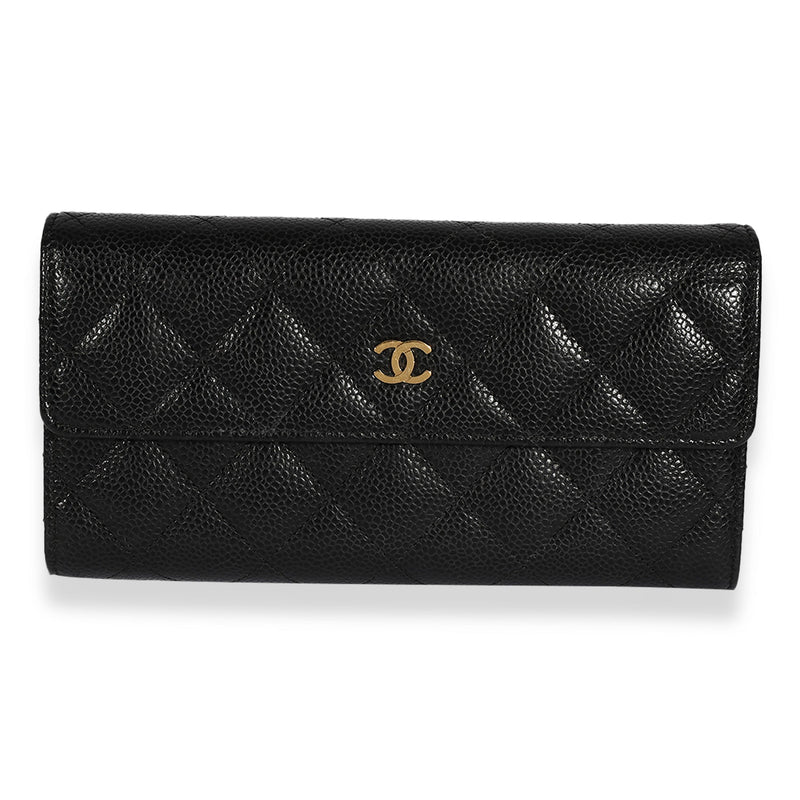Chanel Black Quilted Caviar Long Flap Wallet – LuxuryPromise