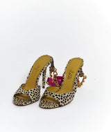 Charlotte Olympia Charlotte olympia leapord print Horse hair with pink chain strap size 38