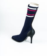 Chloé Chloe Navy Tracy modal-blend jacquard sock boots
