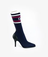 Chloé Chloe Navy Tracy modal-blend jacquard sock boots