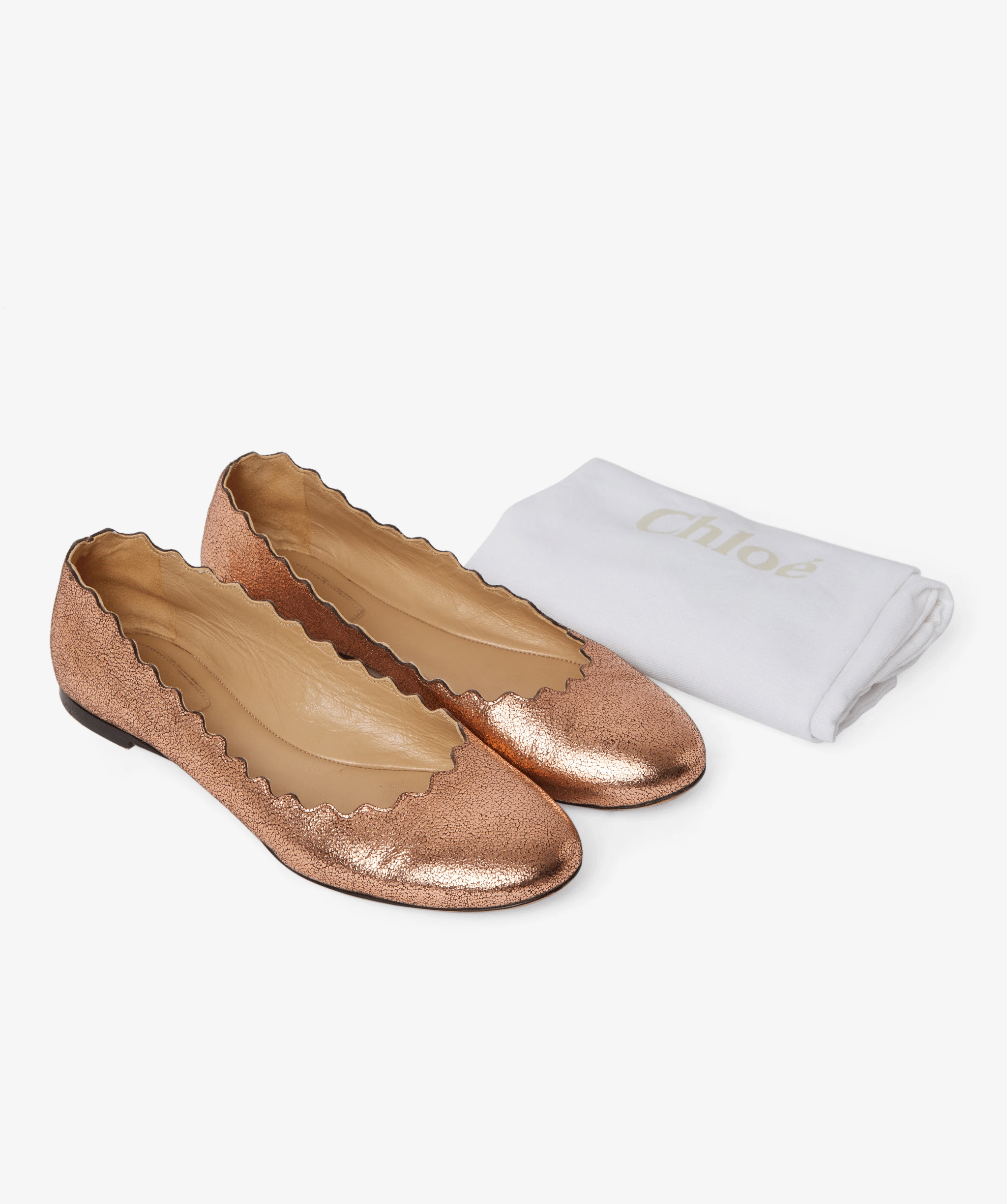 Chloé Chloe Rose Gold Ballerinas