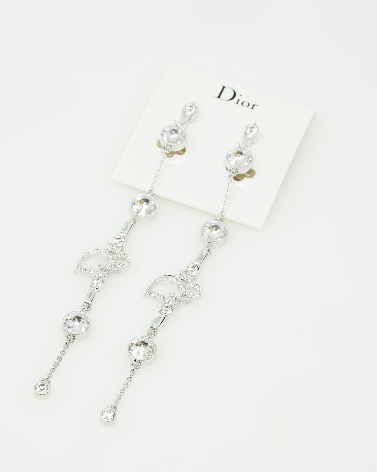 Christian Dior Christian Dior Diamante Drop Clip On Earrings  - AGL1872