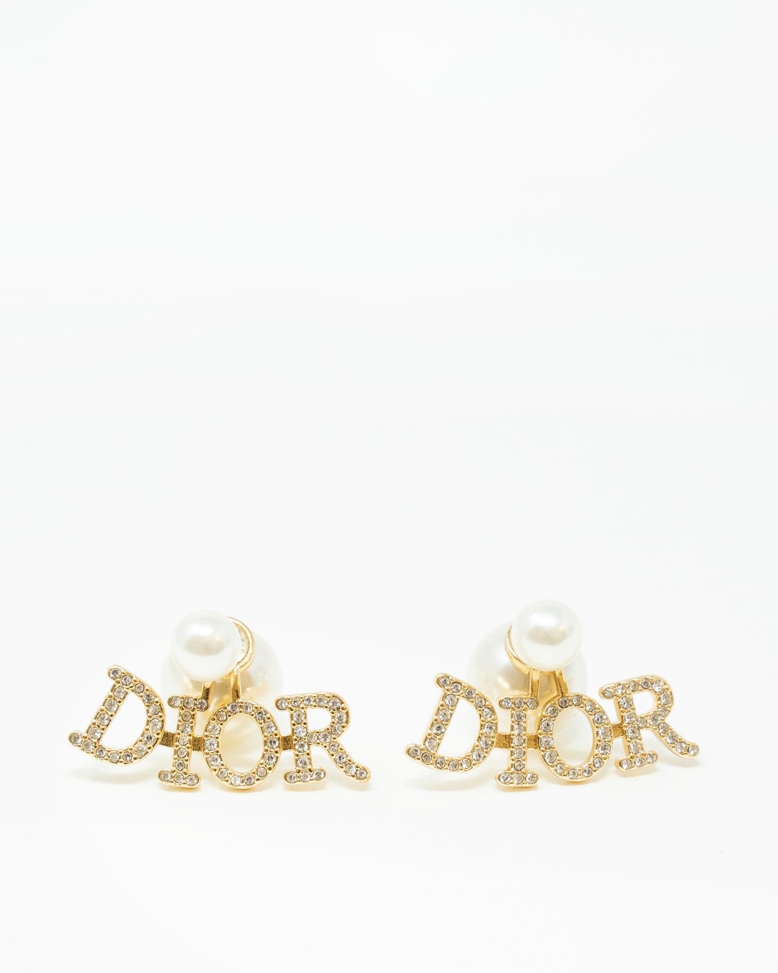 Christian Dior Christian Dior Gold Diamante Pearl Clip On Earrings - AGL1897