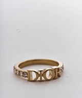 Christian Dior Christian Dior gold Diamante ring 'Dior'