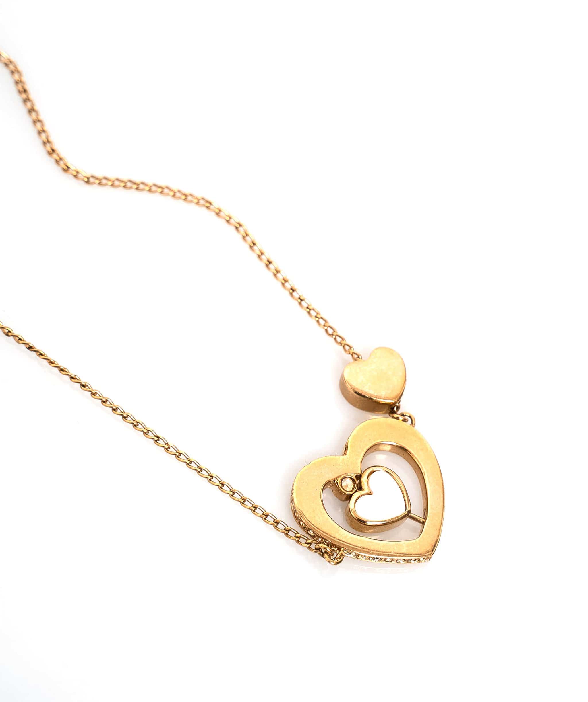 Christian Dior Christian Dior Heart Gold Toned Necklace ADL1492