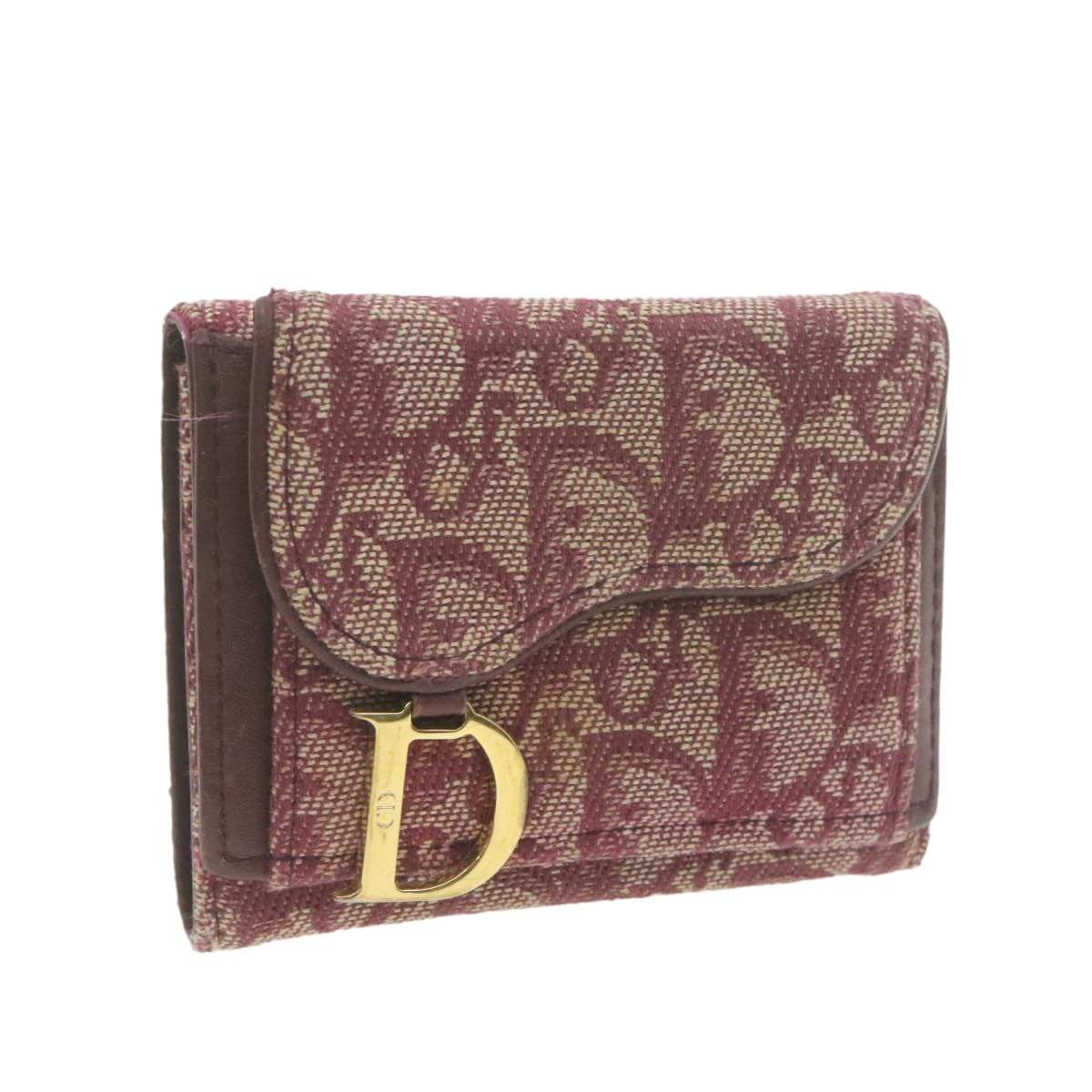 Christian Dior CHRISTIAN DIOR Trotter Canvas Wallet Red Auth ar3679