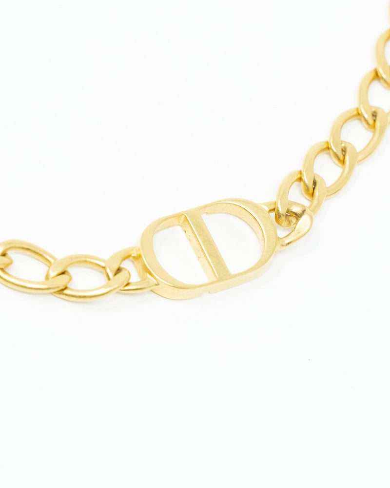 Stunning Vintage Christian Dior Gold Plated Logo Crystal Necklace | eBay