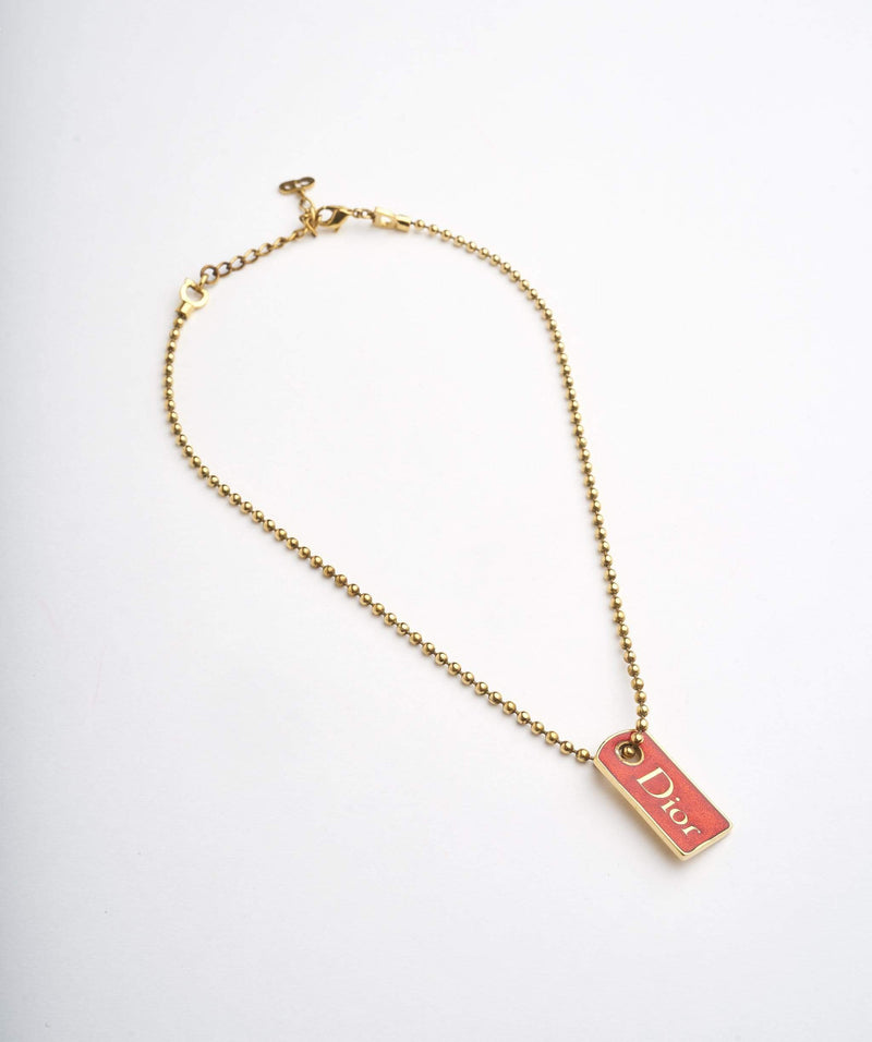 Christian Dior Dior Gold Dog Tag Necklace