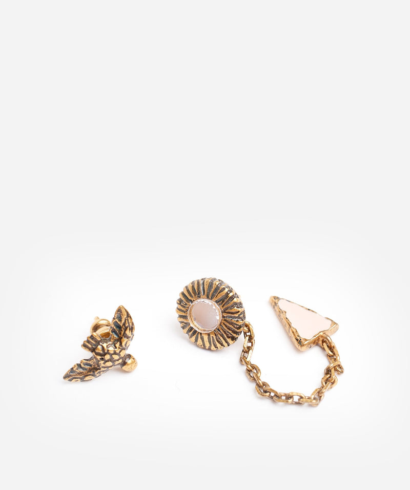 Christian Dior Dior Gold Flower Drop & Bird Stud Earrings