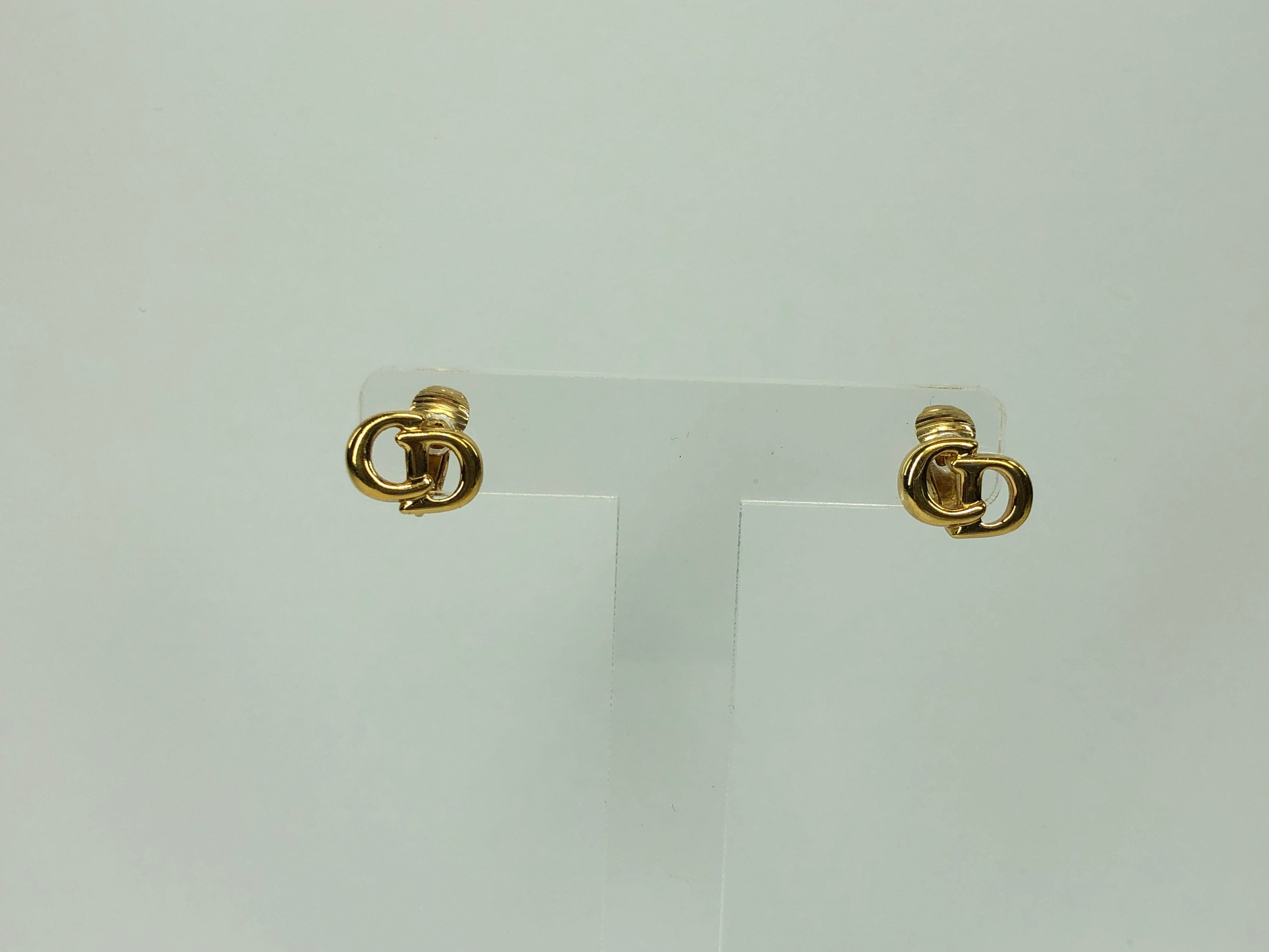 Christian Dior Dior Initial Logo Clip-on Earrings Gold Metal PXL1208