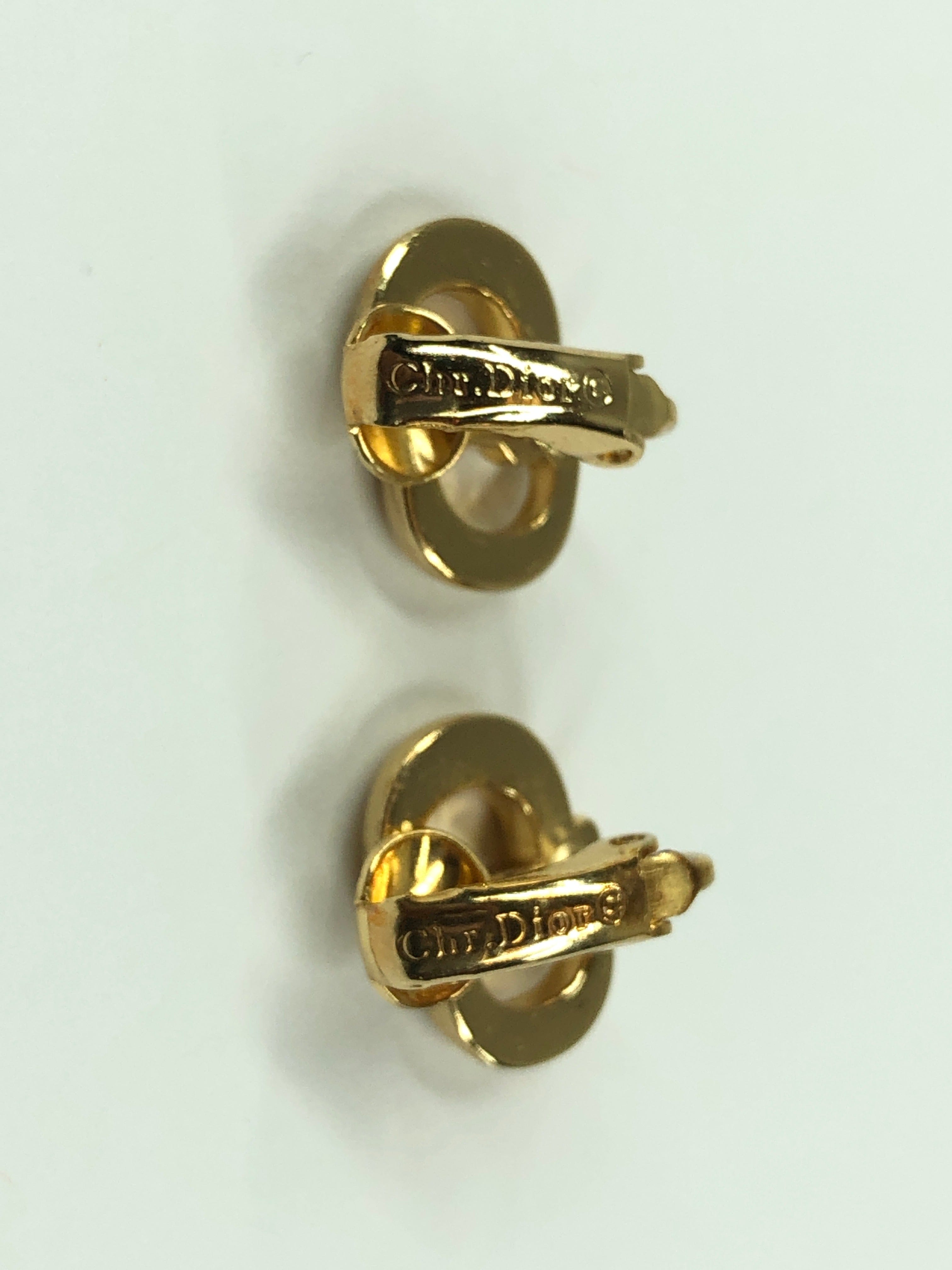 Christian Dior Dior Initial Logo Clip-on Earrings Gold Metal PXL1208