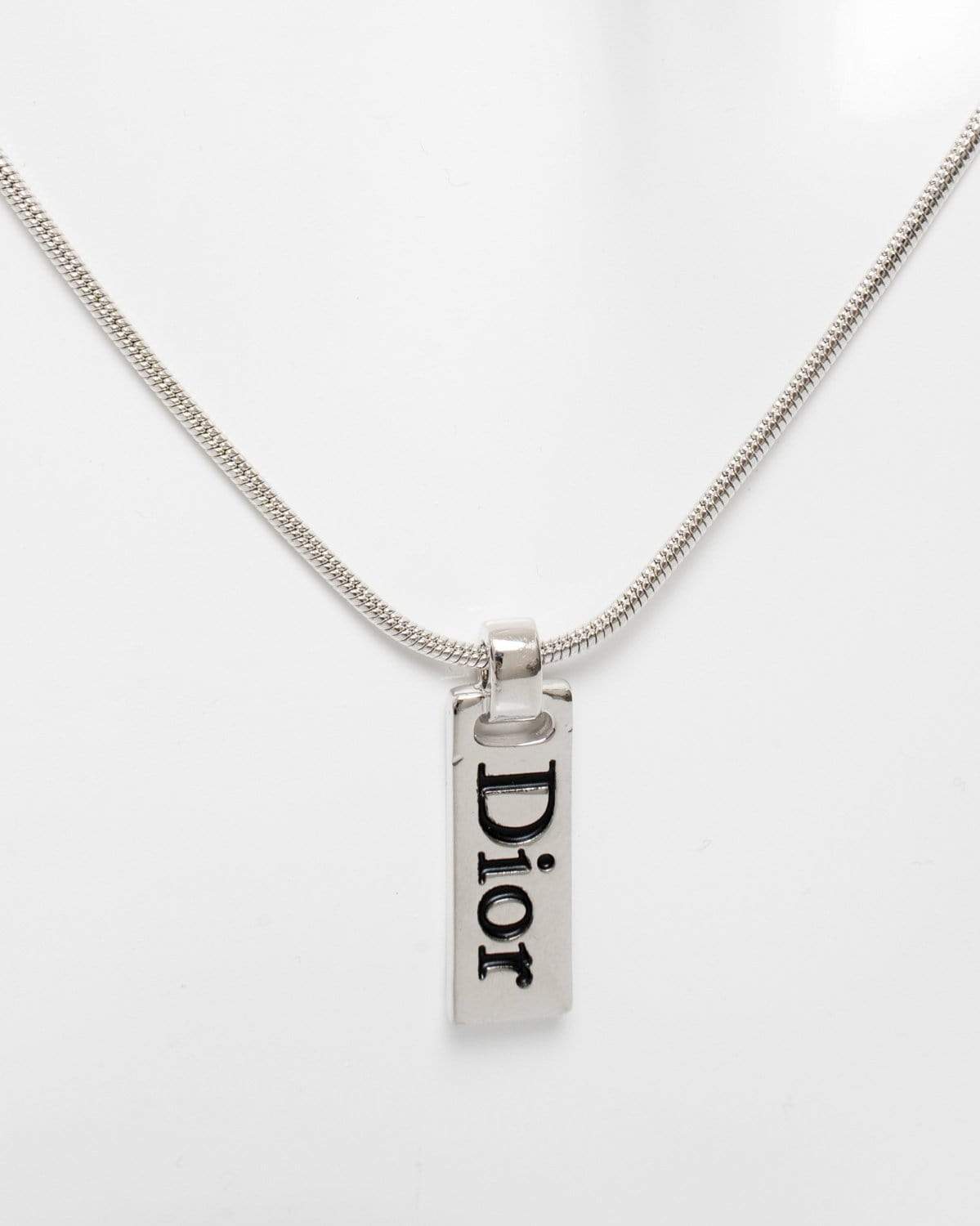 Christian Dior Dior Mini Dog Tag Silver Necklace - AWL1982