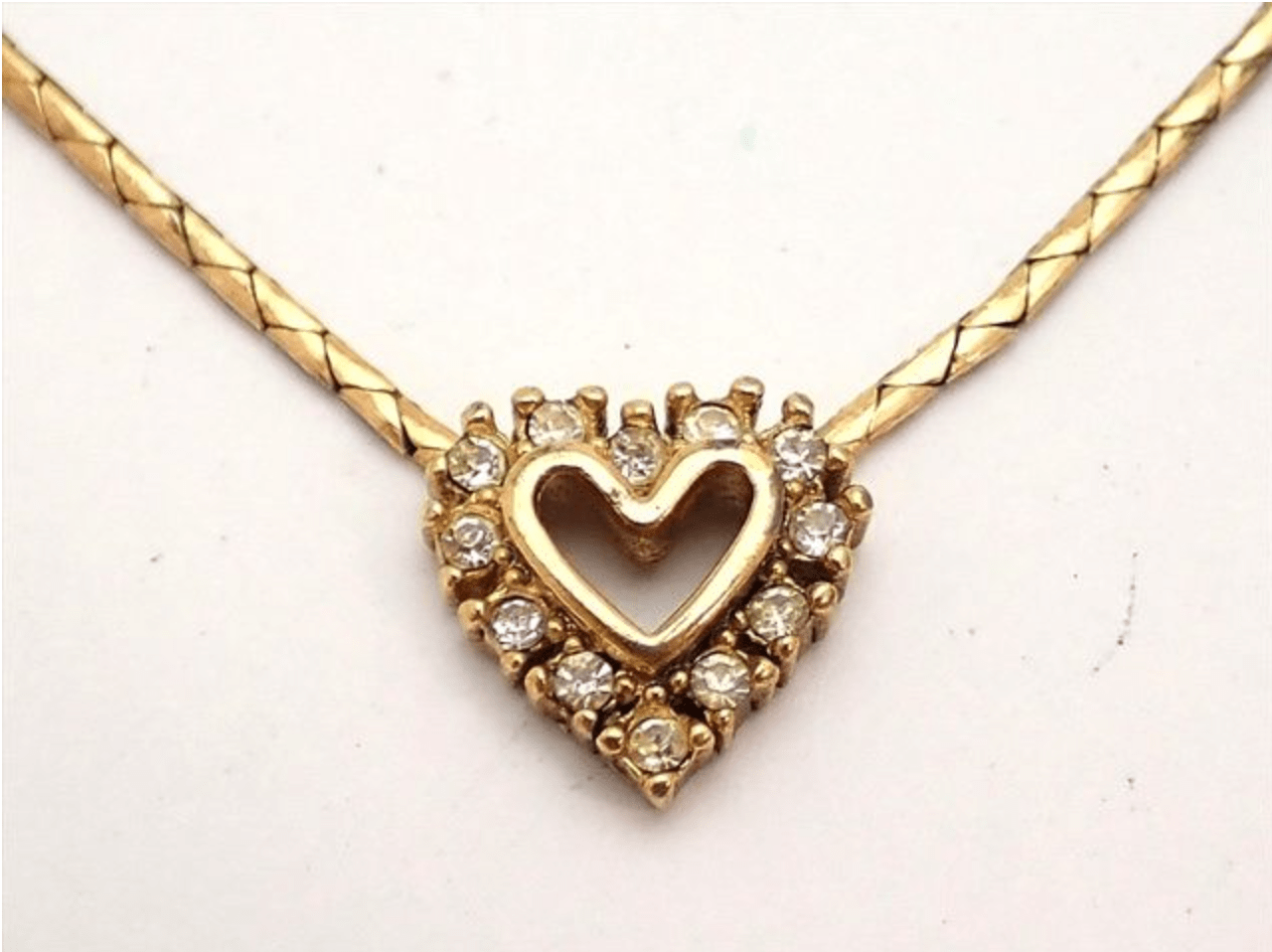 Christian Dior Dior Rhinestone Heart Necklace 3363955