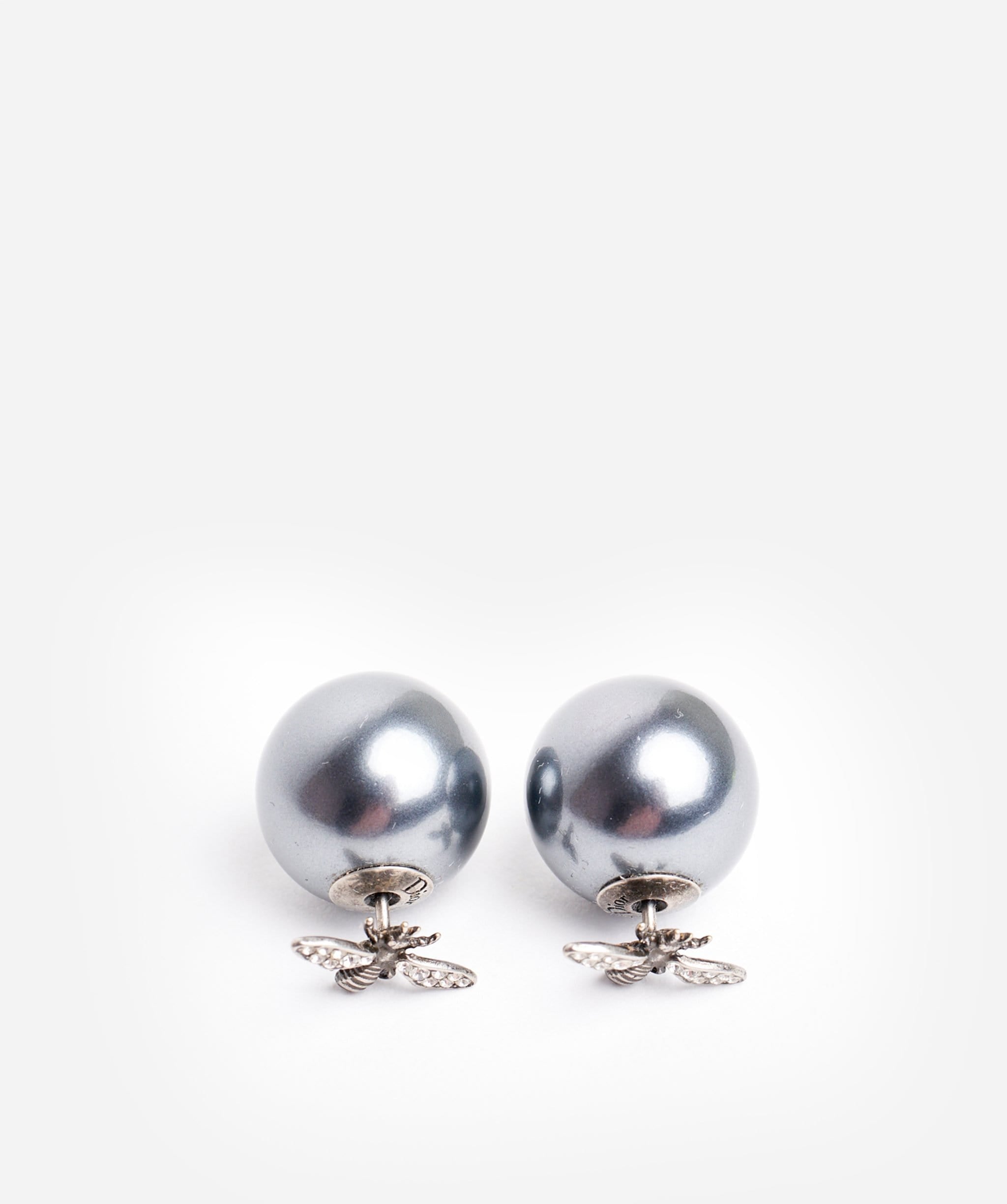 Christian Dior Dior Tribales Silver Bee & Pearl Stud Earrings