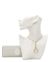 Christian Dior Vintage Christian Dior long chain necklace with round glass loupe pendant top and CD motif - AWC1089