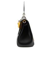 Christian Dior Be Dior Black Leather Grey Handle Hand Bag MW1885
