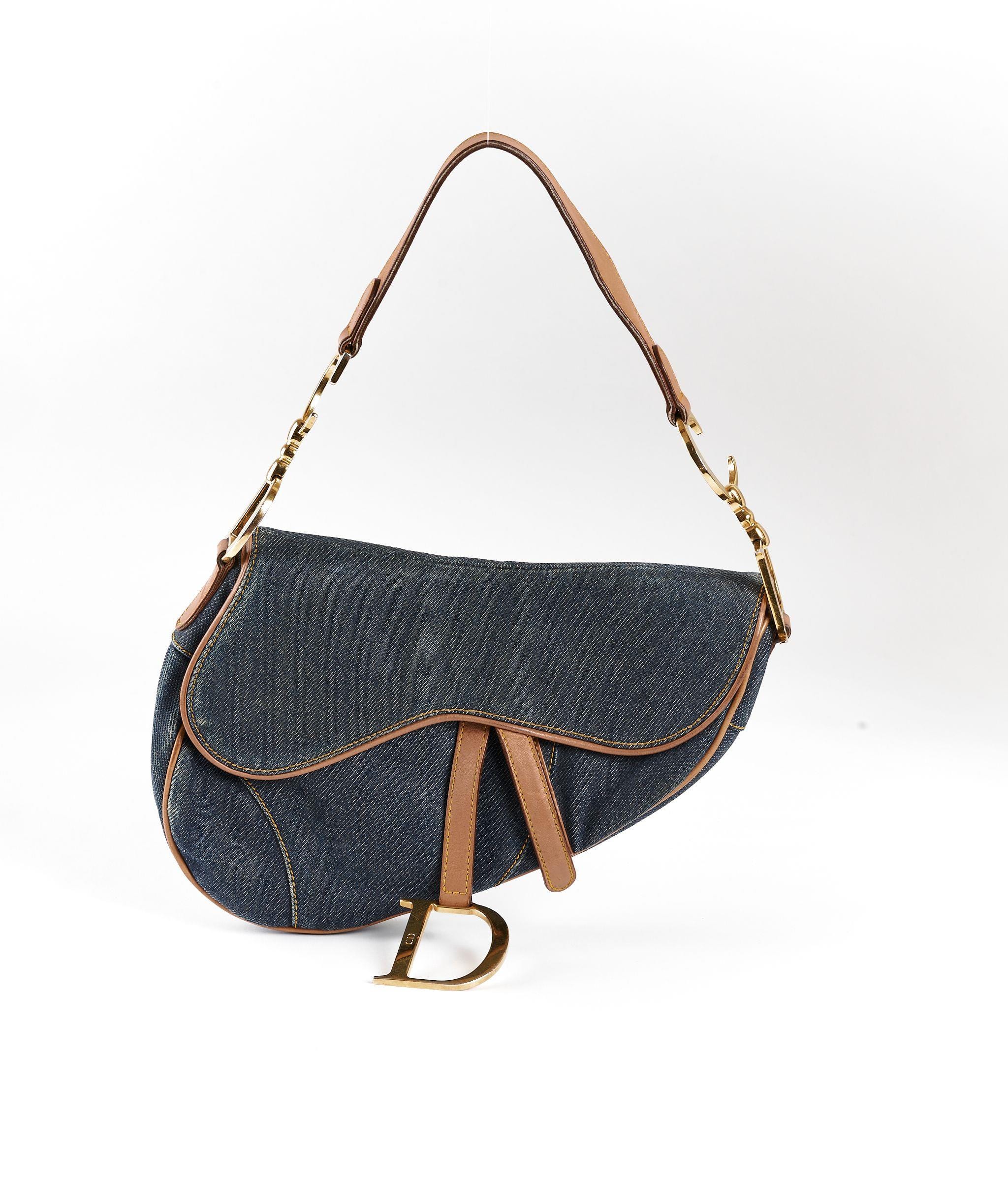 Christian Dior Christian Dior Blue Denim Saddle Bag GHW