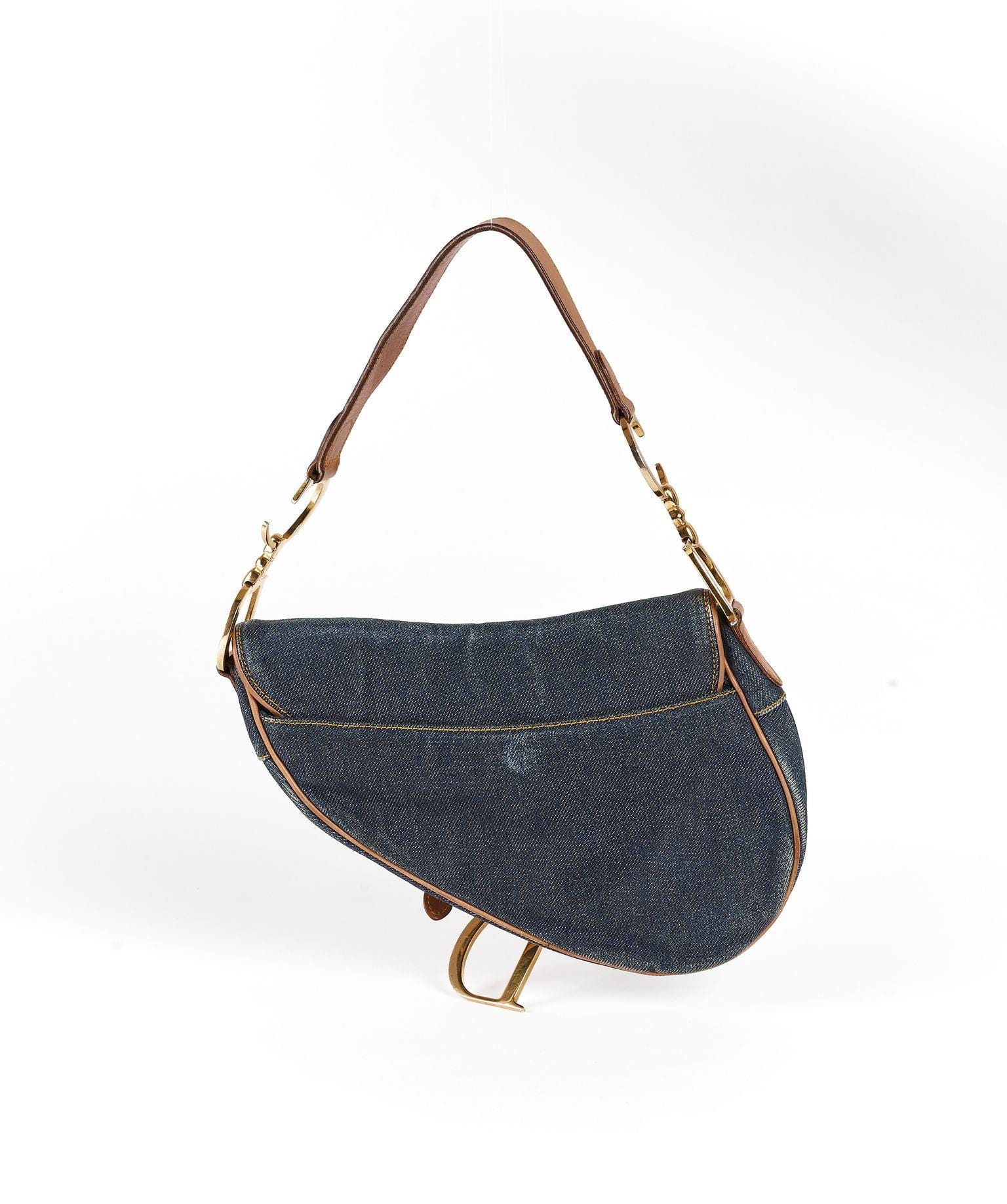 Christian Dior Christian Dior Blue Denim Saddle Bag GHW