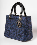 Christian Dior Christian Dior Blue Tweed and Patent Lady Dior Bag
